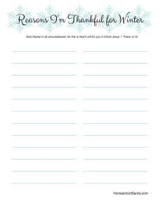 Reasons I'm Thankful for Winter free printable